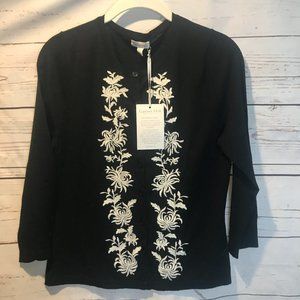 NWT Garnet Hill Embroidered Cardi - S